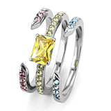 TK3526 - High polished (no plating) Stainless Steel Ring with AAA Grade CZ in Topaz - Alamode - Flyclothing LLC