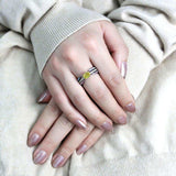 TK3526 - High polished (no plating) Stainless Steel Ring with AAA Grade CZ in Topaz - Alamode - Flyclothing LLC