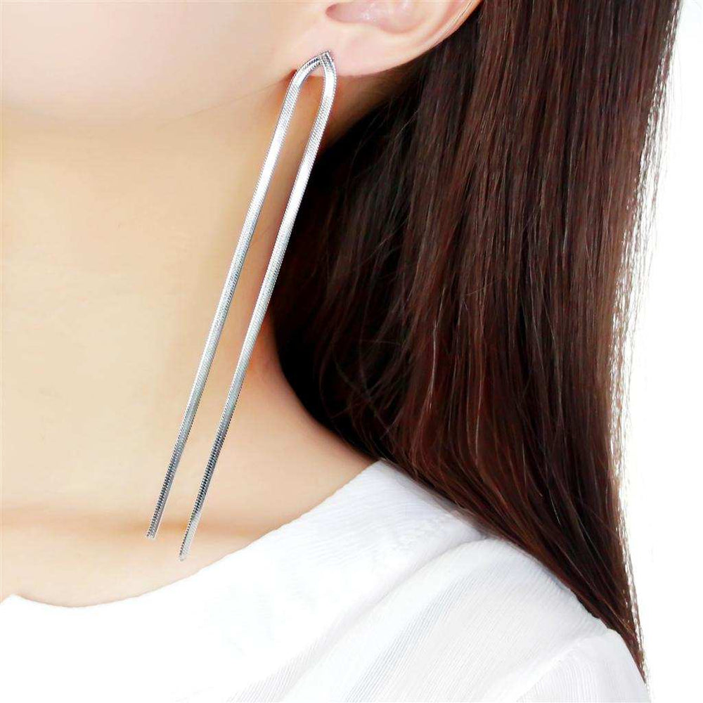 TK3530 - High polished (no plating) Stainless Steel Earrings with No Stone - Alamode - Flyclothing LLC