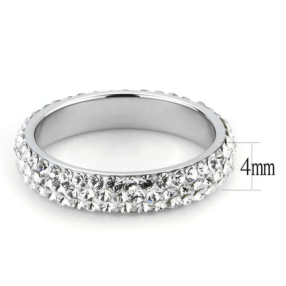 TK3533 - High polished (no plating) Stainless Steel Ring with Top Grade Crystal in Clear - Alamode - Flyclothing LLC