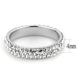 TK3533 - High polished (no plating) Stainless Steel Ring with Top Grade Crystal in Clear - Alamode - Flyclothing LLC