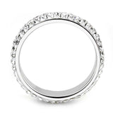 TK3533 - High polished (no plating) Stainless Steel Ring with Top Grade Crystal in Clear - Alamode - Flyclothing LLC