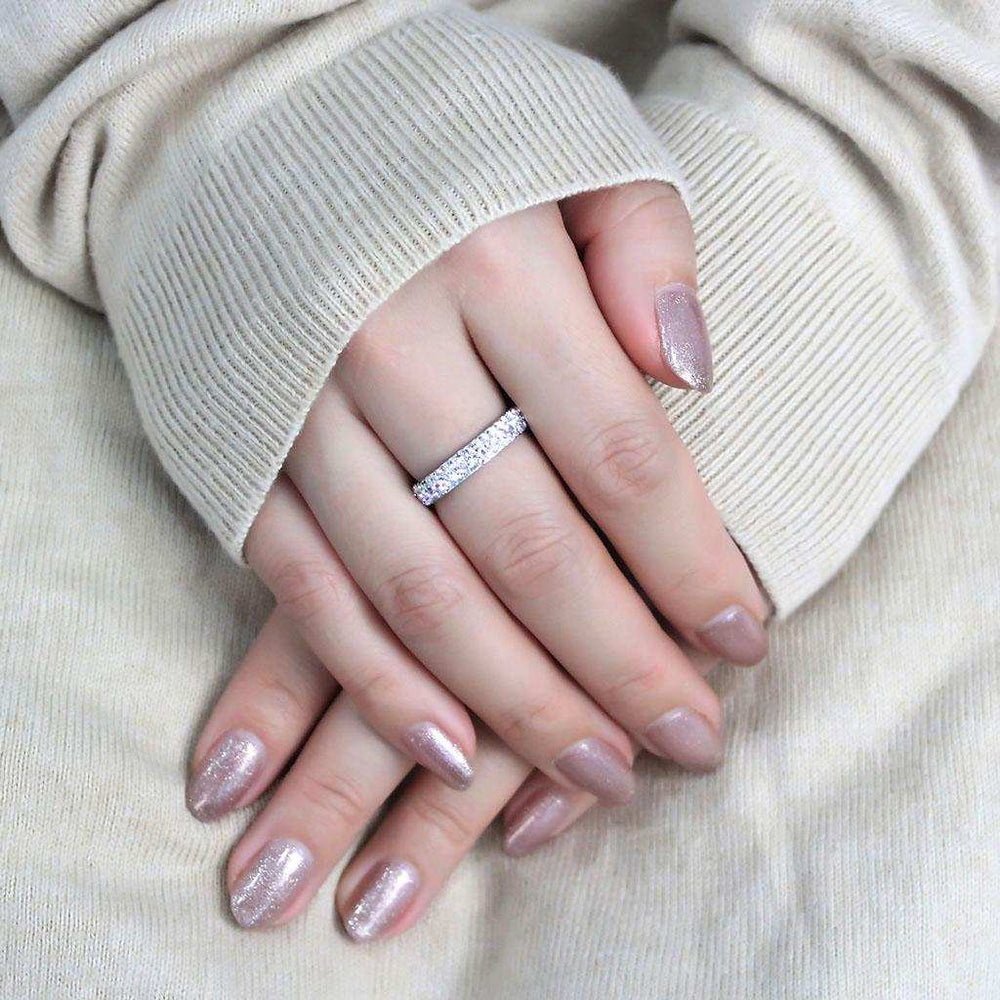 TK3533 - High polished (no plating) Stainless Steel Ring with Top Grade Crystal in Clear - Alamode - Flyclothing LLC