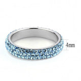 TK3535 - High polished (no plating) Stainless Steel Ring with Top Grade Crystal in Sea Blue - Alamode - Flyclothing LLC