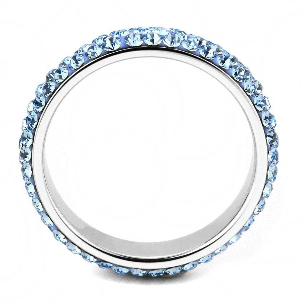 TK3535 - High polished (no plating) Stainless Steel Ring with Top Grade Crystal in Sea Blue - Alamode - Flyclothing LLC