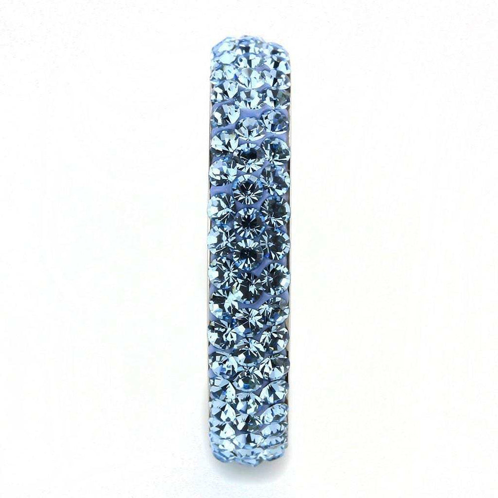 TK3535 - High polished (no plating) Stainless Steel Ring with Top Grade Crystal in Sea Blue - Alamode - Flyclothing LLC
