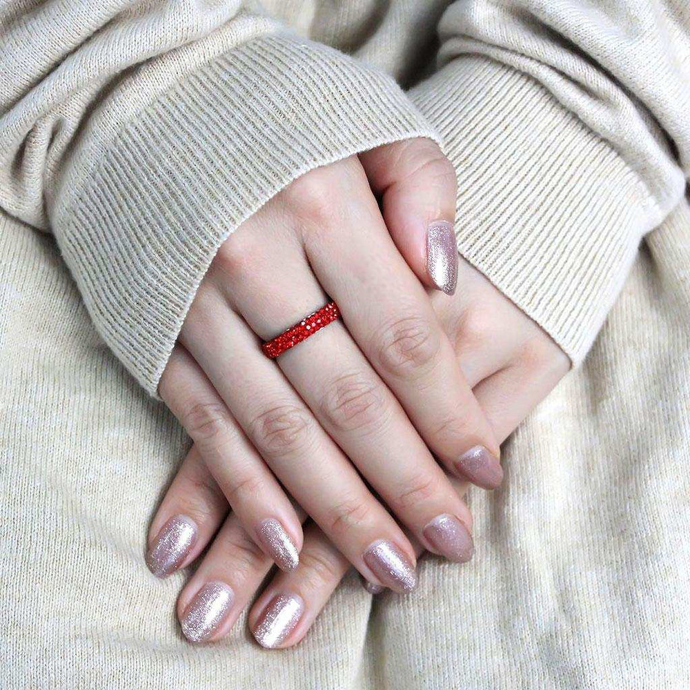 TK3536 - High polished (no plating) Stainless Steel Ring with Top Grade Crystal in Siam - Alamode - Flyclothing LLC