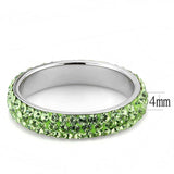 TK3537 - High polished (no plating) Stainless Steel Ring with Top Grade Crystal in Peridot - Alamode - Flyclothing LLC