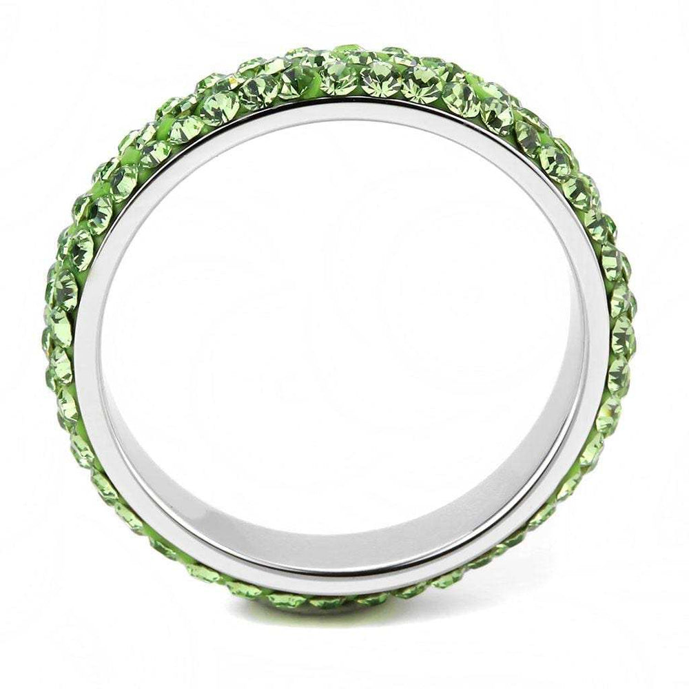 TK3537 - High polished (no plating) Stainless Steel Ring with Top Grade Crystal in Peridot - Alamode - Flyclothing LLC