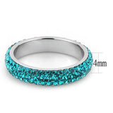 TK3538 - High polished (no plating) Stainless Steel Ring with Top Grade Crystal in Blue Zircon - Alamode - Flyclothing LLC