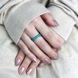 TK3538 - High polished (no plating) Stainless Steel Ring with Top Grade Crystal in Blue Zircon - Alamode - Flyclothing LLC