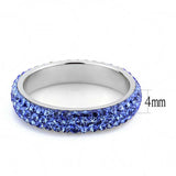 TK3539 - High polished (no plating) Stainless Steel Ring with Top Grade Crystal in Sapphire - Alamode - Flyclothing LLC