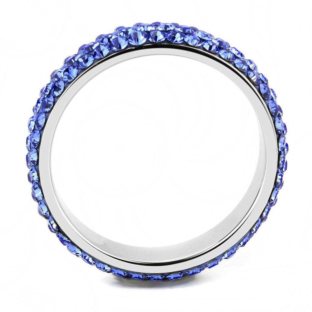 TK3539 - High polished (no plating) Stainless Steel Ring with Top Grade Crystal in Sapphire - Alamode - Flyclothing LLC