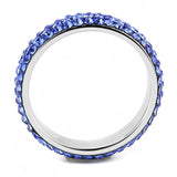 TK3539 - High polished (no plating) Stainless Steel Ring with Top Grade Crystal in Sapphire - Alamode - Flyclothing LLC