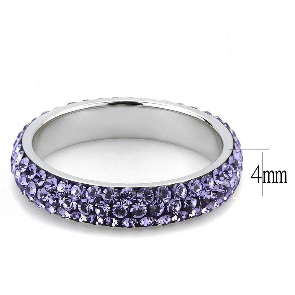 TK3540 - High polished (no plating) Stainless Steel Ring with Top Grade Crystal in Tanzanite - Alamode - Flyclothing LLC