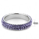 TK3540 - High polished (no plating) Stainless Steel Ring with Top Grade Crystal in Tanzanite - Alamode - Flyclothing LLC