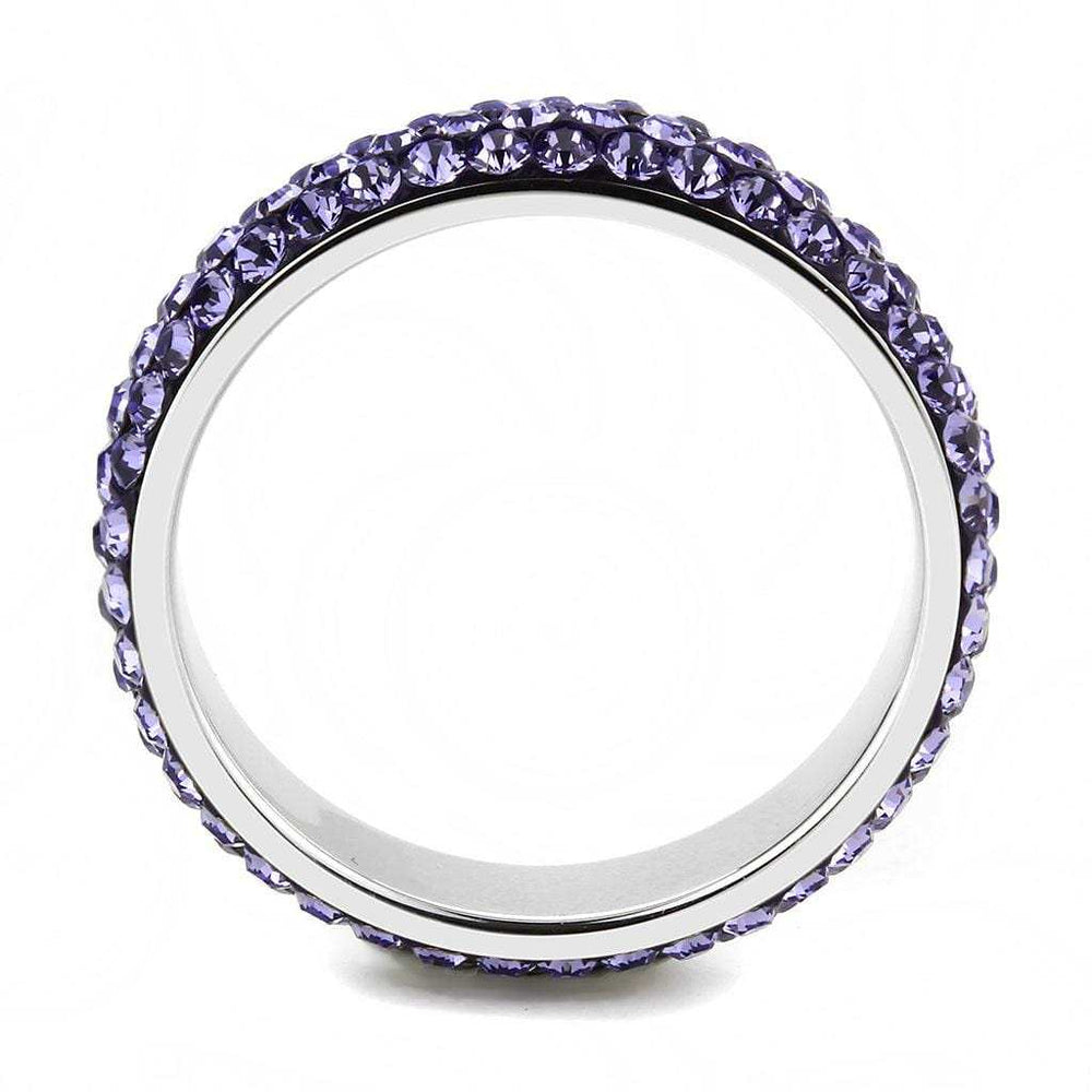TK3540 - High polished (no plating) Stainless Steel Ring with Top Grade Crystal in Tanzanite - Alamode - Flyclothing LLC