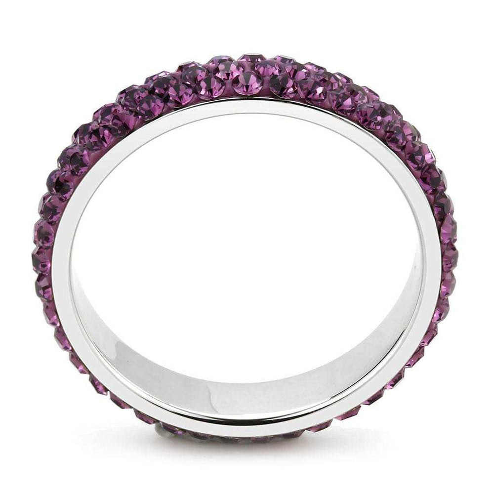 TK3541 - High polished (no plating) Stainless Steel Ring with Top Grade Crystal in Amethyst - Alamode - Flyclothing LLC