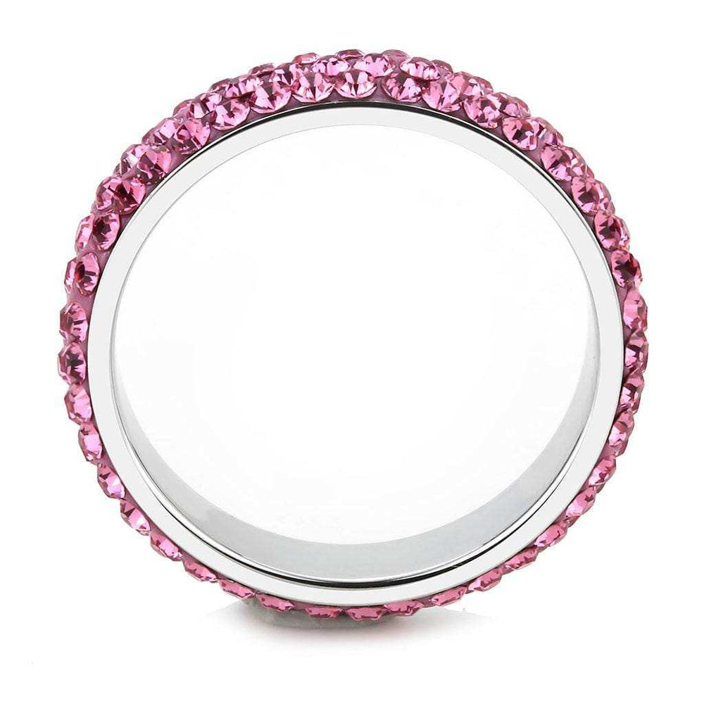 TK3542 - High polished (no plating) Stainless Steel Ring with Top Grade Crystal in Rose - Alamode - Flyclothing LLC