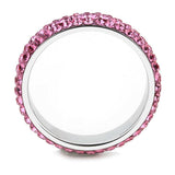 TK3542 - High polished (no plating) Stainless Steel Ring with Top Grade Crystal in Rose - Alamode - Flyclothing LLC