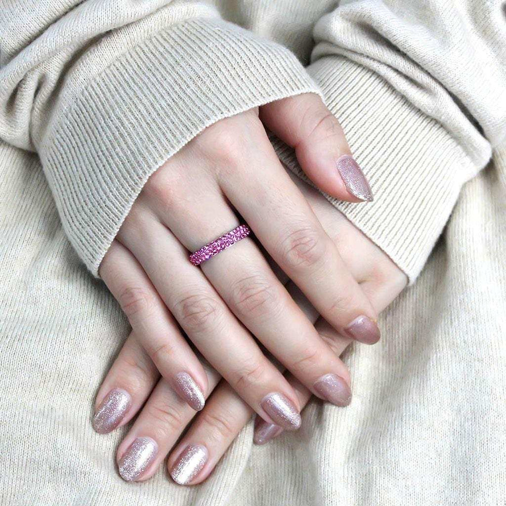 TK3542 - High polished (no plating) Stainless Steel Ring with Top Grade Crystal in Rose - Alamode - Flyclothing LLC