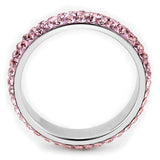 TK3543 - High polished (no plating) Stainless Steel Ring with Top Grade Crystal in Light Rose - Alamode - Flyclothing LLC