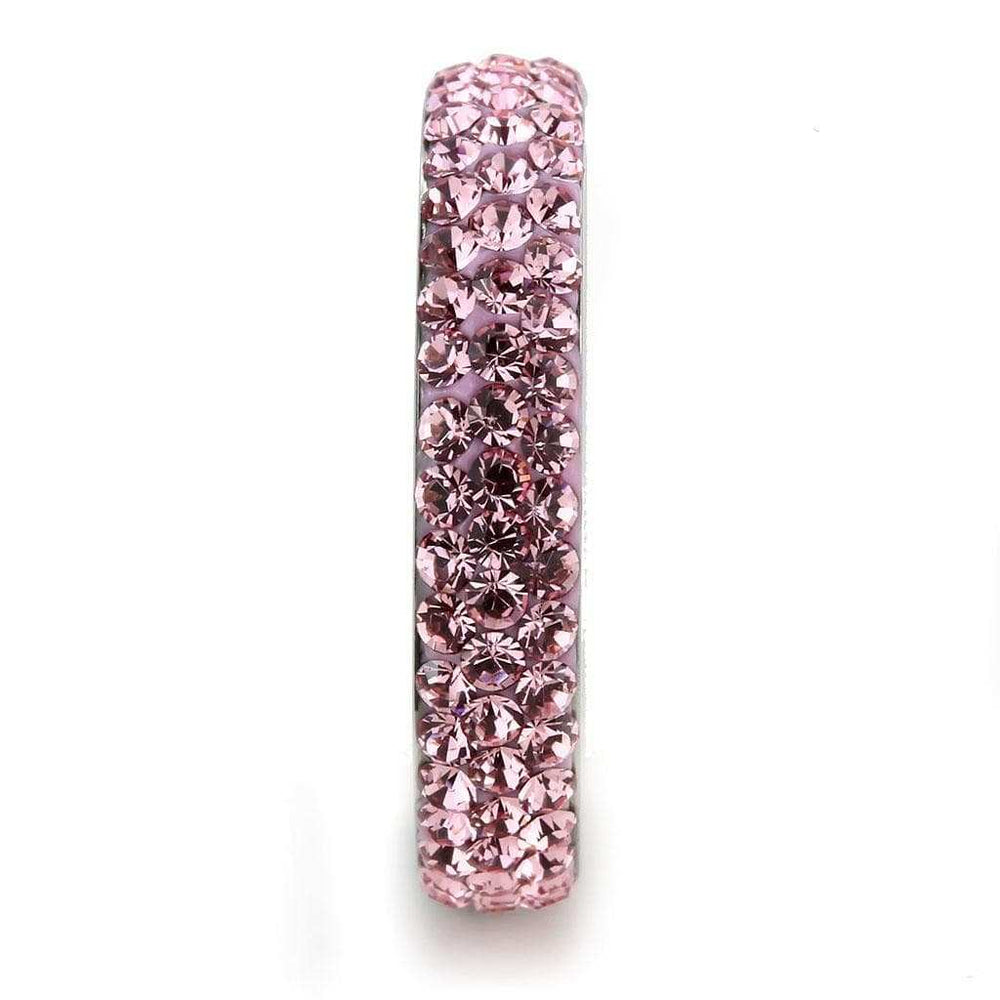 TK3543 - High polished (no plating) Stainless Steel Ring with Top Grade Crystal in Light Rose - Alamode - Flyclothing LLC