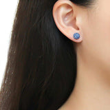 TK3550 - High polished (no plating) Stainless Steel Earrings with Top Grade Crystal in Sapphire - Alamode - Flyclothing LLC