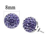 TK3551 - High polished (no plating) Stainless Steel Earrings with Top Grade Crystal in Tanzanite - Alamode - Flyclothing LLC