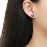 TK3551 - High polished (no plating) Stainless Steel Earrings with Top Grade Crystal in Tanzanite - Alamode - Flyclothing LLC