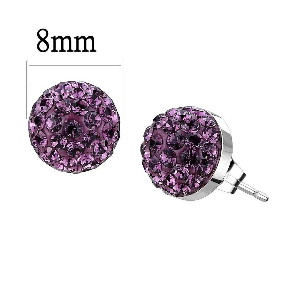 TK3552 - High polished (no plating) Stainless Steel Earrings with Top Grade Crystal in Amethyst - Alamode - Flyclothing LLC