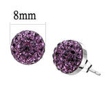 TK3552 - High polished (no plating) Stainless Steel Earrings with Top Grade Crystal in Amethyst - Alamode - Flyclothing LLC
