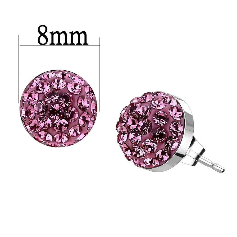 TK3553 - High polished (no plating) Stainless Steel Earrings with Top Grade Crystal in Rose - Alamode - Flyclothing LLC