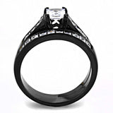 TK3555 - IP Black(Ion Plating) Stainless Steel Ring with AAA Grade CZ in Clear - Alamode - Flyclothing LLC