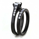 TK3555 - IP Black(Ion Plating) Stainless Steel Ring with AAA Grade CZ in Clear - Alamode - Flyclothing LLC