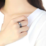 TK3555 - IP Black(Ion Plating) Stainless Steel Ring with AAA Grade CZ in Clear - Alamode - Flyclothing LLC