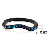 TK3557 - IP Black(Ion Plating) Stainless Steel Ring with Top Grade Crystal in Blue Zircon - Alamode - Flyclothing LLC