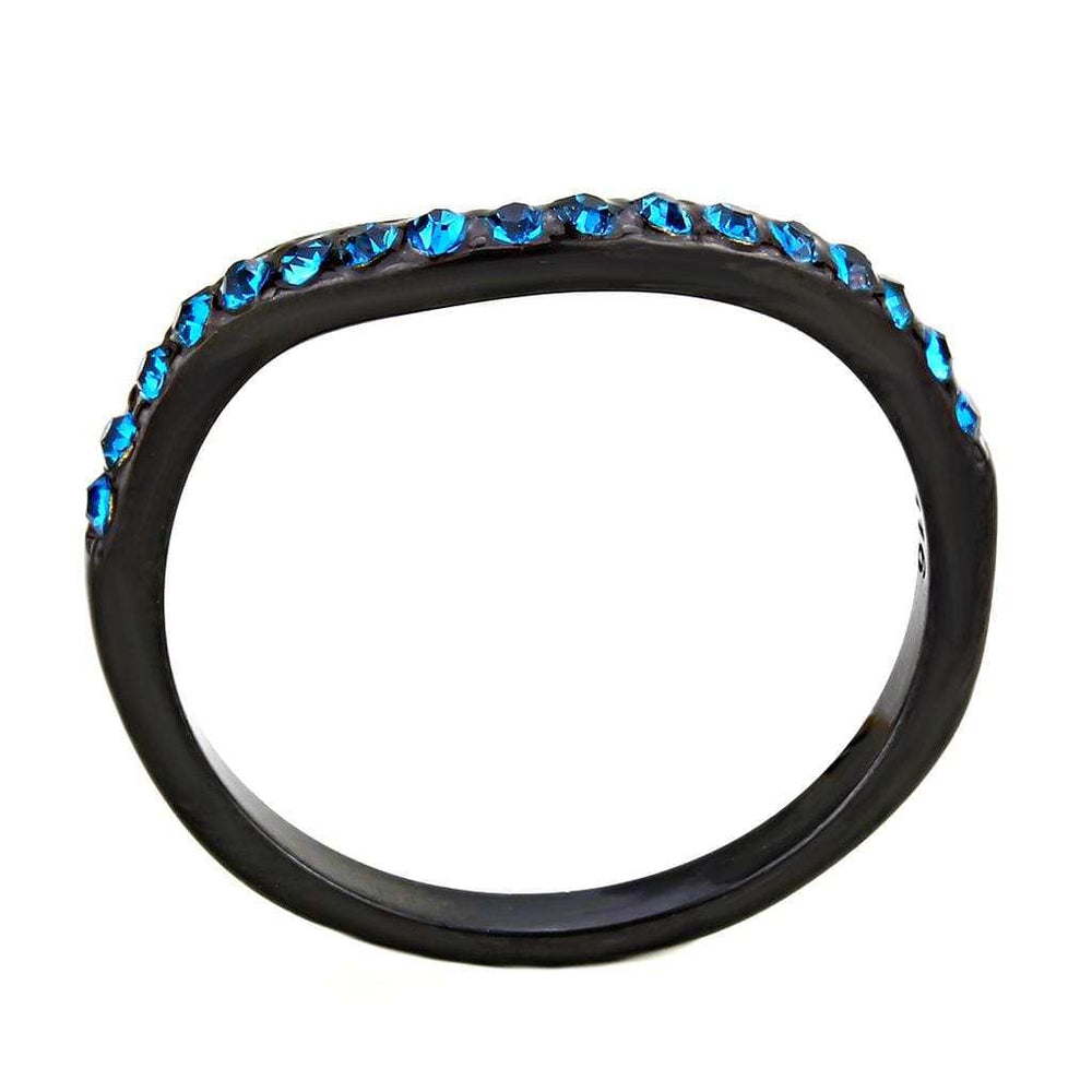 TK3557 - IP Black(Ion Plating) Stainless Steel Ring with Top Grade Crystal in Blue Zircon - Alamode - Flyclothing LLC