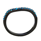 TK3557 - IP Black(Ion Plating) Stainless Steel Ring with Top Grade Crystal in Blue Zircon - Alamode - Flyclothing LLC