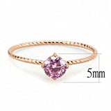 TK3558 - IP Rose Gold(Ion Plating) Stainless Steel Ring with AAA Grade CZ in Rose - Alamode - Flyclothing LLC