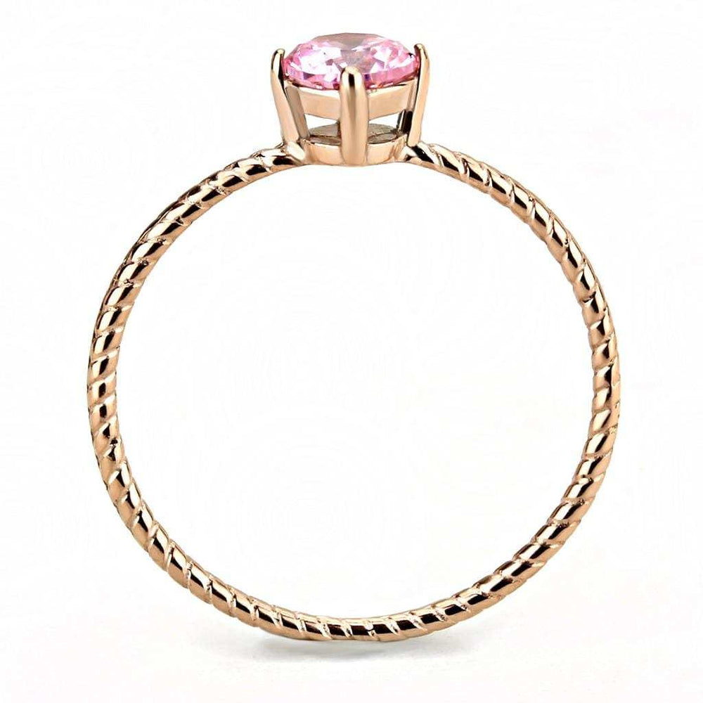 TK3558 - IP Rose Gold(Ion Plating) Stainless Steel Ring with AAA Grade CZ in Rose - Alamode - Flyclothing LLC