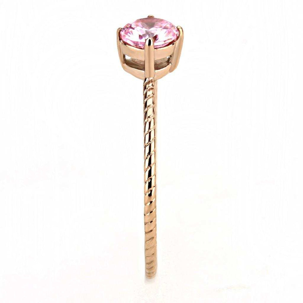 TK3558 - IP Rose Gold(Ion Plating) Stainless Steel Ring with AAA Grade CZ in Rose - Alamode - Flyclothing LLC