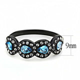 TK3559 - IP Black(Ion Plating) Stainless Steel Ring with AAA Grade CZ in Sea Blue - Alamode - Flyclothing LLC