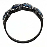 TK3559 - IP Black(Ion Plating) Stainless Steel Ring with AAA Grade CZ in Sea Blue - Alamode - Flyclothing LLC