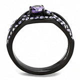 TK3560 - IP Black(Ion Plating) Stainless Steel Ring with AAA Grade CZ in Amethyst - Alamode - Flyclothing LLC
