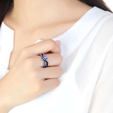 TK3560 - IP Black(Ion Plating) Stainless Steel Ring with AAA Grade CZ in Amethyst - Alamode - Flyclothing LLC