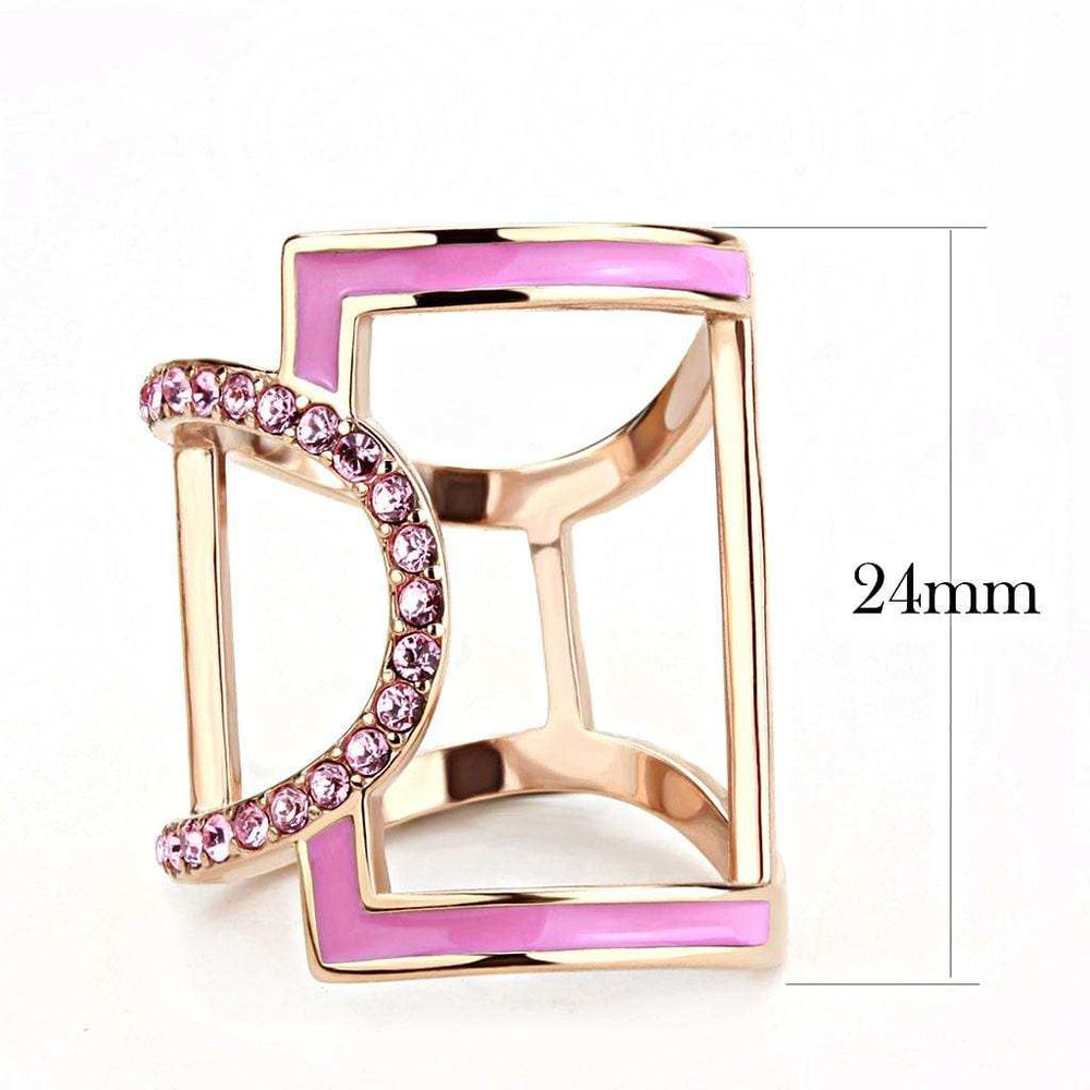 TK3561 - IP Rose Gold(Ion Plating) Stainless Steel Ring with Top Grade Crystal in Light Rose - Alamode - Flyclothing LLC