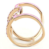 TK3561 - IP Rose Gold(Ion Plating) Stainless Steel Ring with Top Grade Crystal in Light Rose - Alamode - Flyclothing LLC