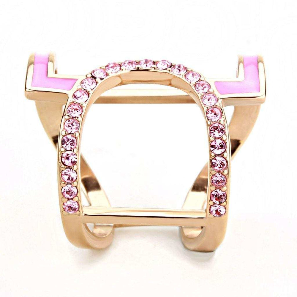 TK3561 - IP Rose Gold(Ion Plating) Stainless Steel Ring with Top Grade Crystal in Light Rose - Alamode - Flyclothing LLC