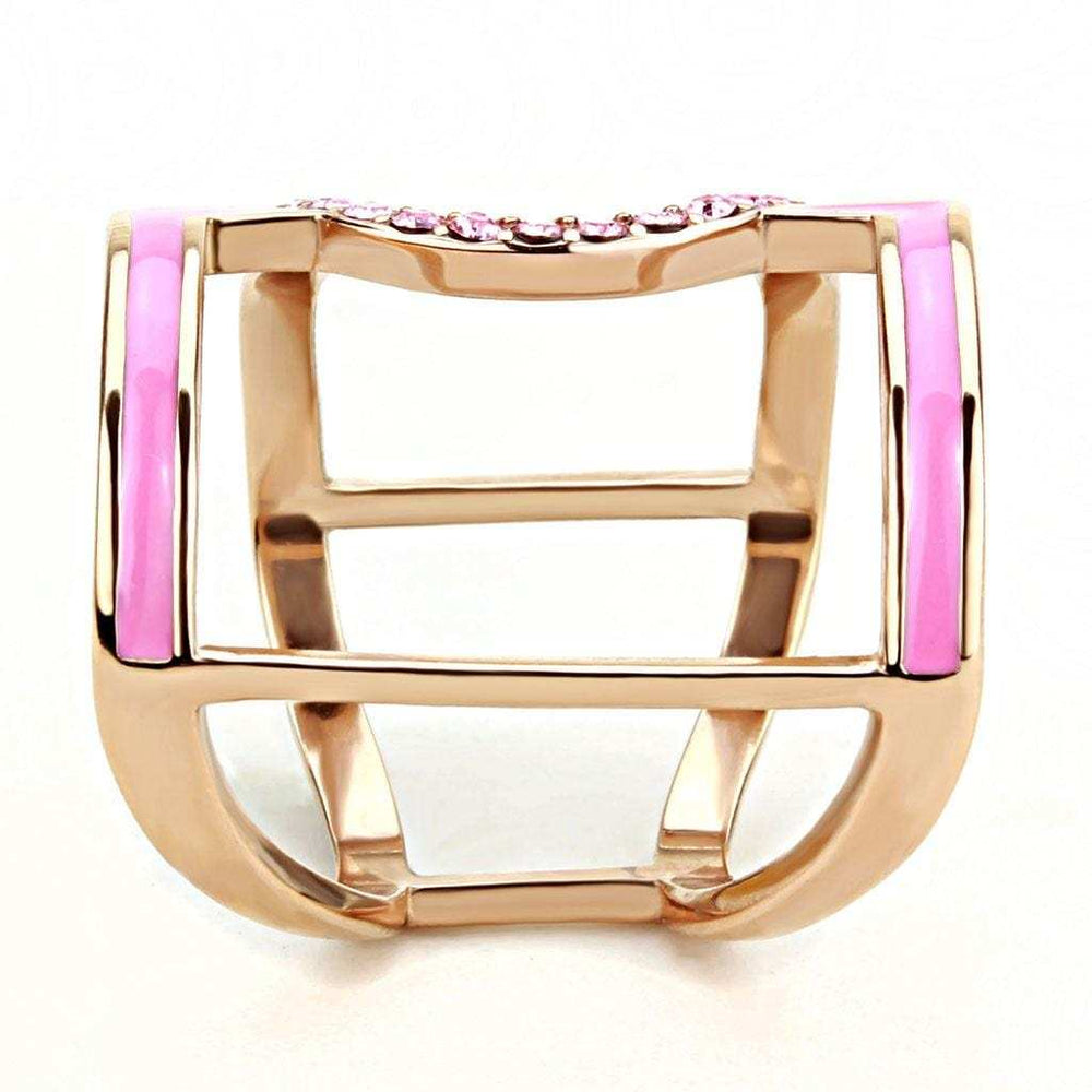 TK3561 - IP Rose Gold(Ion Plating) Stainless Steel Ring with Top Grade Crystal in Light Rose - Alamode - Flyclothing LLC